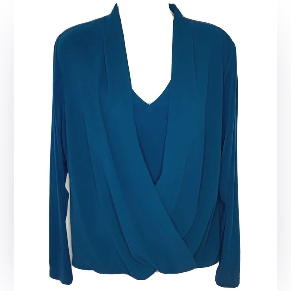 Alfani Faux Wrap V-Neck Blouse with Attached Tank Top, Size 1X - Picture 2 of 8